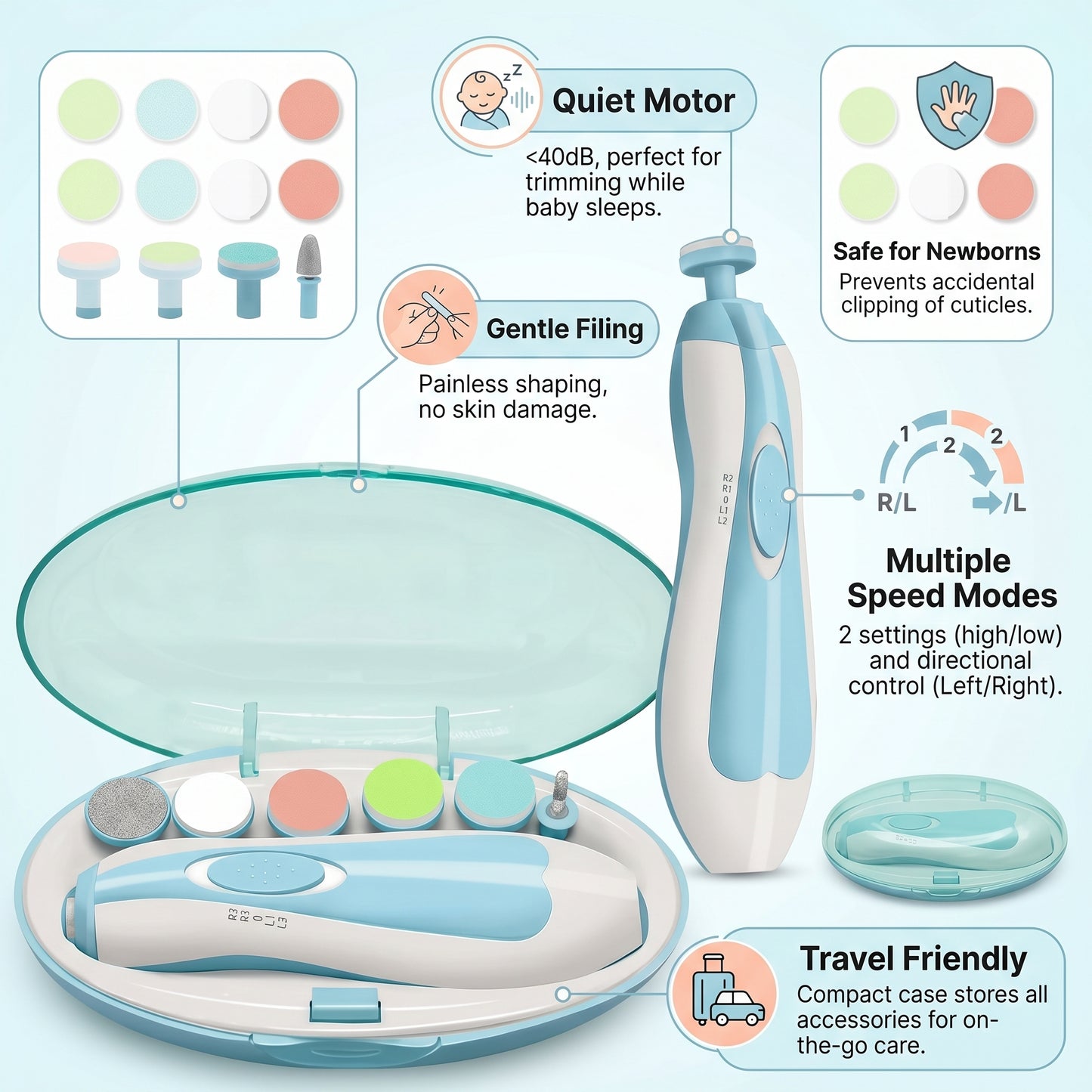 Electric Nail Trimmer Set For Baby